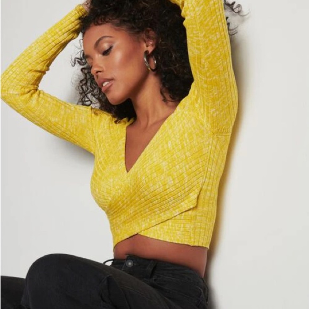 Women's Wrap Front Crossover Long Sleeve Sweater